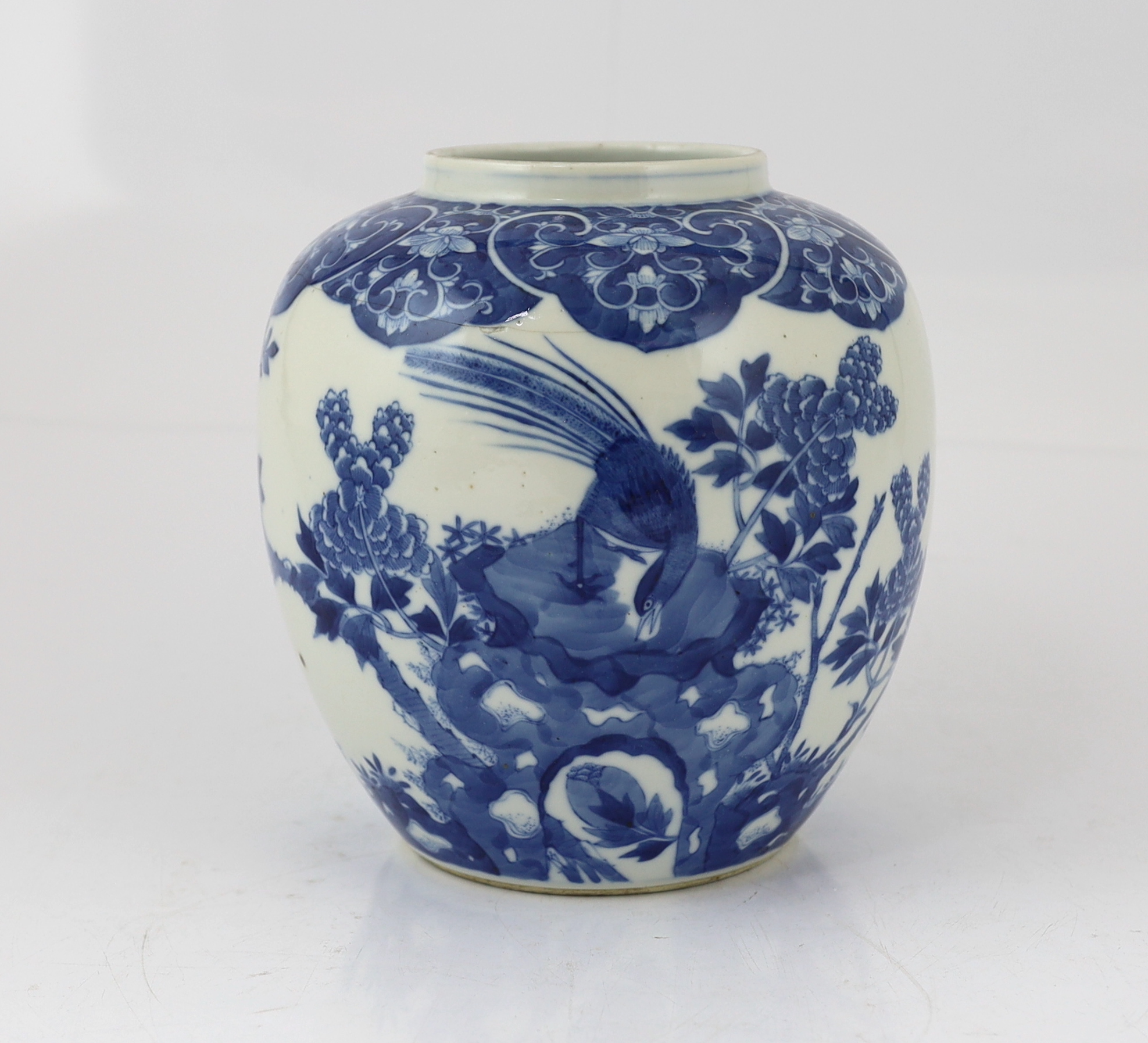 A pair of late 19th Chinese blue and white ginger jars, bearing Kangxi marks, c.1880, Please note this lot attracts an additional import tax of 5% on the hammer price